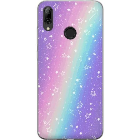 Yhteensopiva Puhelinkuori Huawei P smart 2019 Sateenkaaren värisellä pastellitaustalla on valkoisia tähtiä ja kimaltelevia pisteitä pehmeässä siirtymä