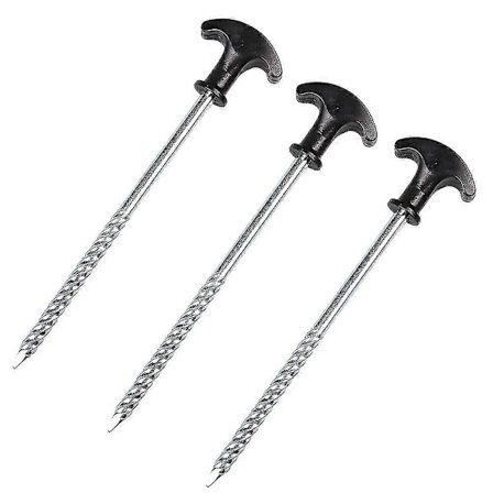 4 stk. Rustfrie Campingpløkker, Campingskruepløkker, Telt- og Markisepløkker til Hårdt Underlag, Til Telt Til Have, Camping, Campingtelte Udendørs 