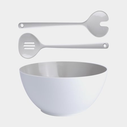 Salatschüssel & Salatbesteck aus Melamin Marine Business Bone, beige, 25 cm - Boot