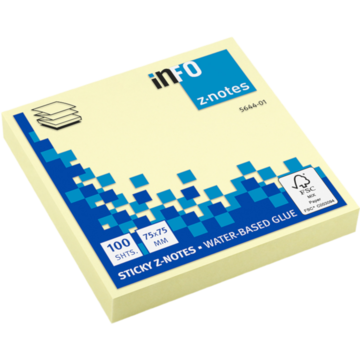 Notatlapper Gul Z-Vekt 75x75mm