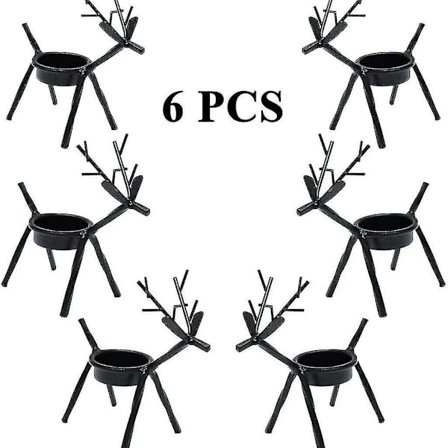 6 stk reinsdyr telysholdere i jern, julepynt