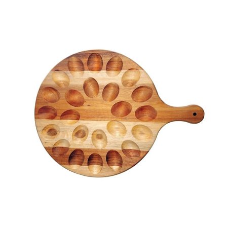 Reversibel æggefad til djævleæg, charcuteribræt, 24 huller, træ, tyk æggebakke, bordplade, kyllingeægbeholder (FMY)