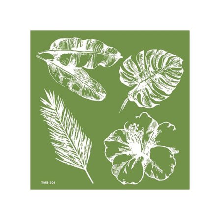 Pochoir - MEGACREA DIY - Naturblad - 15 x 15 cm - Återanvändbar - Tunt tyg