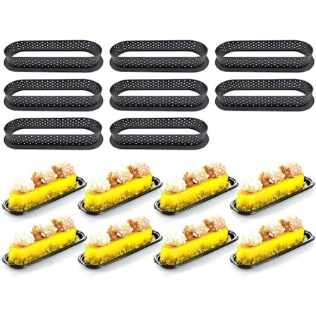 8 stk. ovale varmebestandige perforerede kageforme til mousse