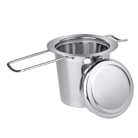 Tesil for løs te - tefilter i rustfritt stål med sammenleggbare håndtak