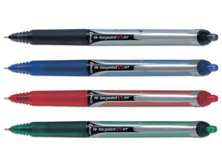 Pilot Bläckkulpenna, Hi-Tecpoint V5 RT, extra tunn spets på 0,5 mm, svart - Lyreco - Kontorsmaterial - Pennor - Bläckkulpennor
