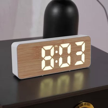 Mini Lydløs Digital Vækkeur – Minimalistisk USB/Batteridrevet Bordur til Soveværelse og Kollegieværelse