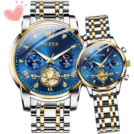 Par klockor Alla hjärtans dag par klockor Hans och Hennes Par Set Armbandsur för Män och Kvinnor Älskare Bröllop Romantisk Present Set om 2