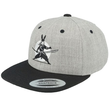 Kiddo Cap - Kids Ninja Rabbit Heather Grey/Black Snapback Snapback Grey Cap - @ Hatstore