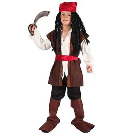 Halloween Børne Piratdragt - Moderigtig Langærmet Rolleleg Kostume til Festival (7-9 År Gammel Mandlig Pirat X)