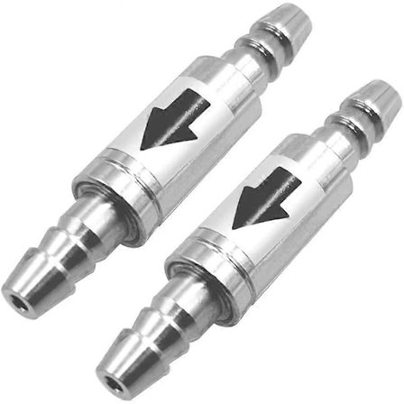 2 stk. rustfrit stål envejs kontraventil til anti-tilbageløb ikke-retur luft CO2-ledning 4 mm