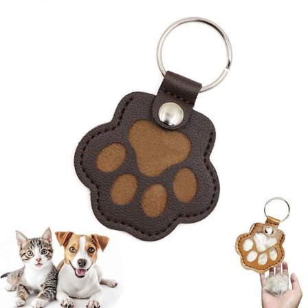 Nøglering til opbevaring af hundepels, sød nøglering med læderpote, mindegave til kæledyrshår og taskevedhæng til katte- og hundeelskere, mørkebrun