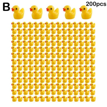 100/200 stk Mini Gummiande Miniature Harpiks Ænder Gul Tiny D 200 stk gul 200 stk