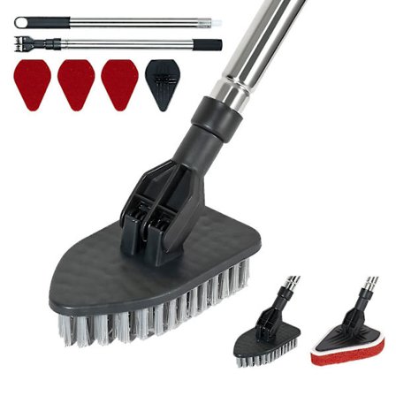2 i 1 Dusj/Badekar-Skrubbebørste med Langt Håndtak Skrubbebørste Utvidbar Gulvbørste med SvampBY