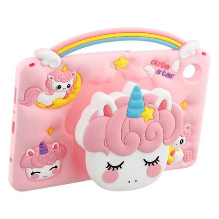 Etui til Samsung Galaxy Tab A9 med enhjørningehåndtag, udtrækkelig stander og silikonecover