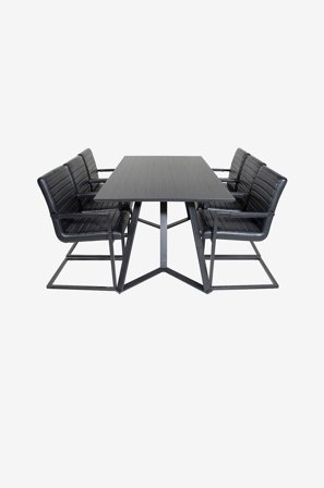 Venture Home - Spisegruppe Maggie med 6 stk spisestoler Ark - Svart - Spisegrupper - Fra Homeroom