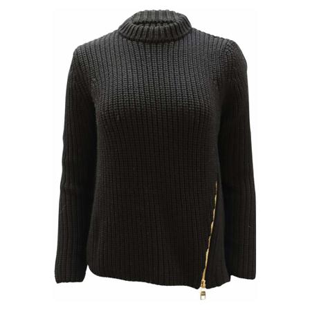Salvatore Ferragamo, Round-neck Knitwear Czarny, Kobieta, Rozmiar: S