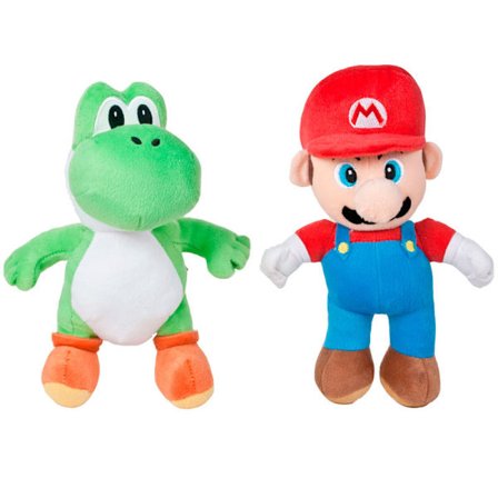 2-pak Super Mario og Yoshi plysj - Stor bamse - 27 cm