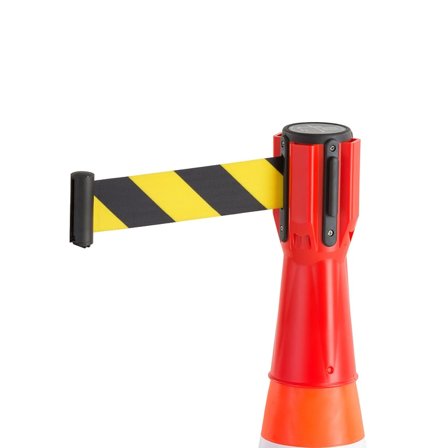 Rullband för avspärrningskon höjd 750 mm, gul/svart, 3000 mm