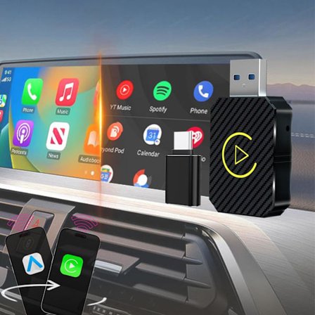 2025 Uusin malli CarPlay langaton adapteri & langaton Android Auto -autoadapteri, muuntaa langallisen langattomaksi, vakaa yhteys iPhonelle