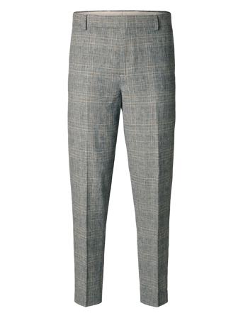Slhtape-Kane Linen Check Trs Grey Selected Homme
