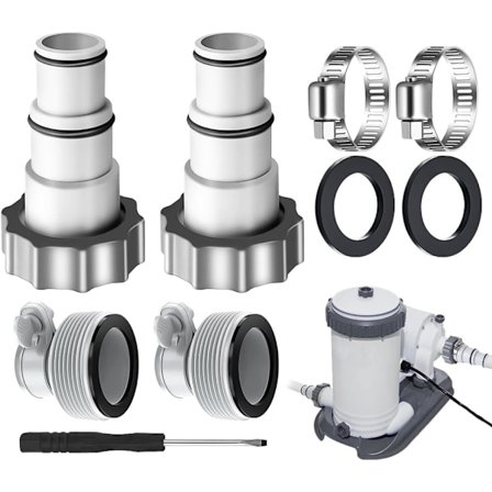 4 kpl A- ja B-tyyppisiä sovittimia Intex-uima-altaalle: 4 letkun liitintä 1,25 - 1,5"
