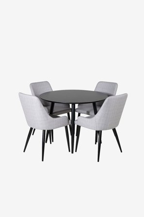 Venture Home - Spisebordssett Plaza med 4 stoler Plaza - Svart - Spisegruppe 4 personer - Fra Homeroom