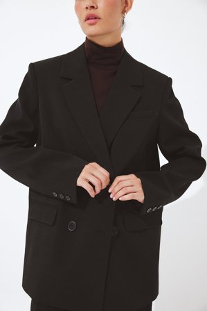 NA-KD Oversized Double Breasted Blazer - Oversized Blazer - Sort - EU 40