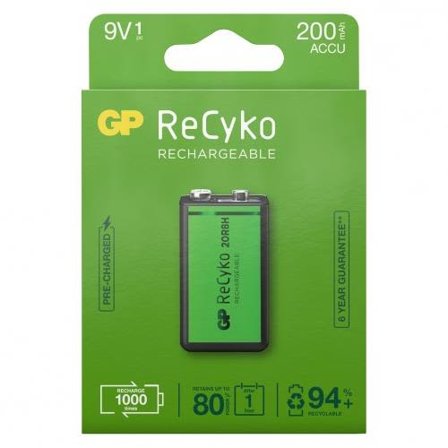 GP Batteries ReCyko 200 Batteri laddningsbart, 9V, Batterier