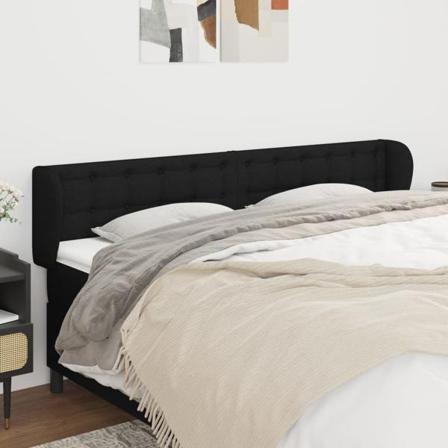 Vidaxl Huvudgavel Med Kanter Svart 183x23x78/88 Cm Tyg Svart