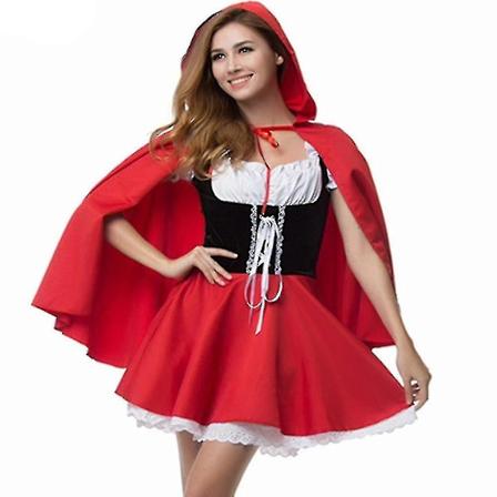 Xs-6xl Deluxe Aikuisten Pieni Punahilkka-asu Huivilla Naisten naamiointi Halloween-juhliin Prinsessan Hieno Pukeutuminen_y XL-Red Riding Hood
