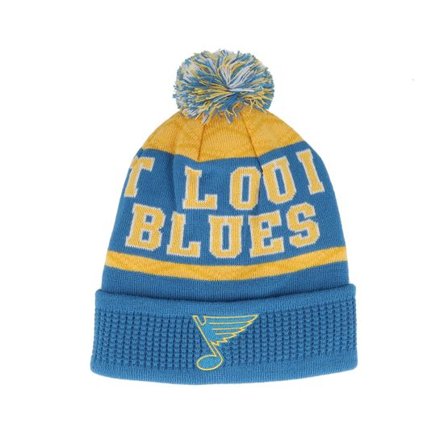 Outerstuff - NHL Blå pom Beanie - Kids St. Louis Blues NHL Beanie Blue/Yellow Pom @ Hatstore