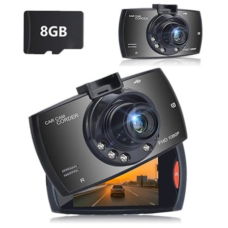 Dashcam til biler, trådløs dashcam biloptagere, 720P bildashcam med parkeringsmonitorering, loop-optagelse, bevægelsesregistrering med 8 GB Me