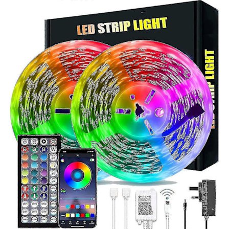 30m LED Lys Bluetooth RGB Lys LED Båndlys Med Fjernbetjening Synkroniseringsfarve