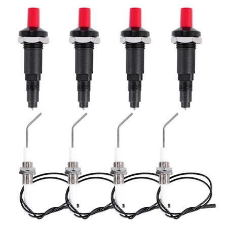 4 stk. Propangas Push-Type Piezo Tænder Kit med Gevind Keramisk Elektrode Tændingsstik Ledning 30 cm til Gasgrill