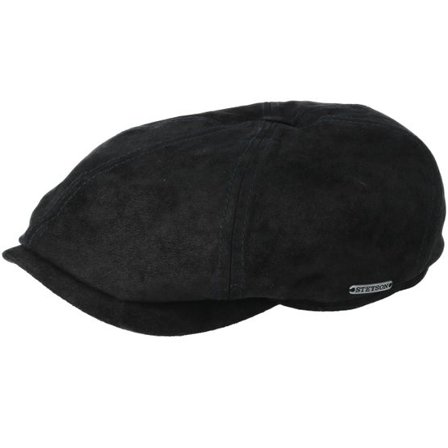 Stetson - Svart flatcap Keps - 6-Panel Pigskin Black Flat Cap @ Hatstore