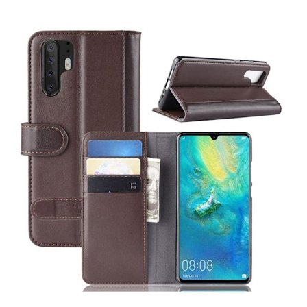 Huawei P30 Pro ægte split læderetui - Brun