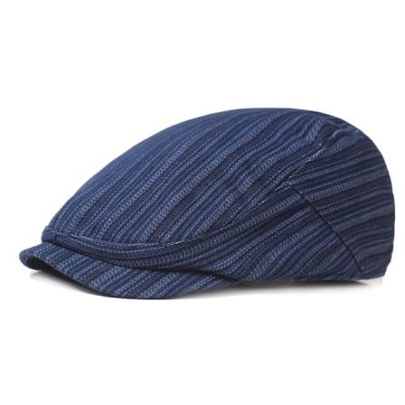 Baret Hat Peaked Cap Mænds og kvinders Baret Forår og Efterår Advance Hatte Kunstnerisk Retro Solhat Dame Hat White Stripes Average Size (58cm)