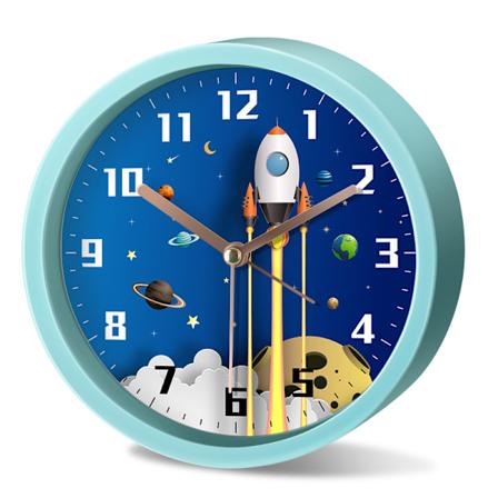 Søt Astronaut Vekkerklokke/13cm Barnevekkerklokke/Batteridrevet/Stille Uten Tikking/Rund Dekorasjon for Gutter & Jenter Rom
