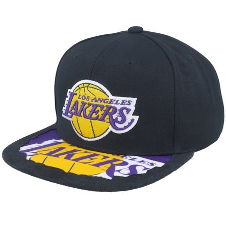 Mitchell & Ness - NBA Musta Lippis - Los Angeles Lakers Munch Time Black Snapback @ Hatstore