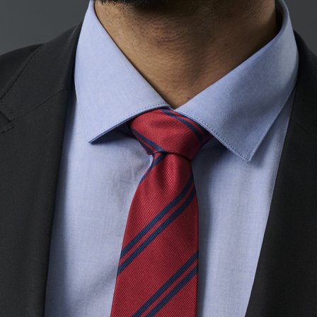 Röd 8 cm bred Sidenslips med Dubbla Marinblå Ränder för män - Mönstrade slipsar