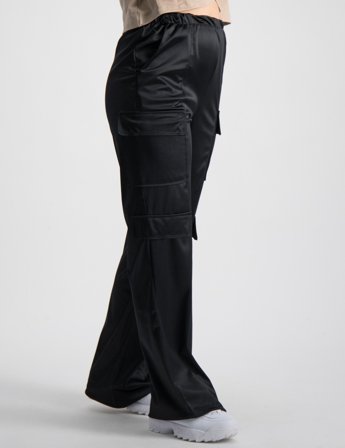 RYVLS Beverly Satin Cargo Czarny Spodnie Dziewczyna - Kids Brand Store