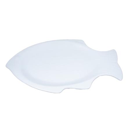 Fisk Porcelænstallerken / Tallerken Stor - 6 pakke Vit