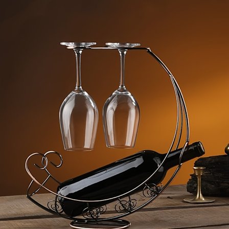 1 stk. vinreol, vinglasholder, rødvinreol, jernkunst rødvinvinglasholder, moderne vinreolsornament til hjemmet