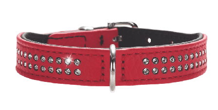 Hunter - Dog Collar Diamond Petit Red 24 - Neck 17-21cm - Hund - Halsbånd - ZOO.no