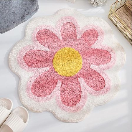 Blomsterområde Tepper Matte Søt Blomster Bad Tepper Myk Mikrofiber Rund Blomster Gulvmatte Vannabsorpsjon