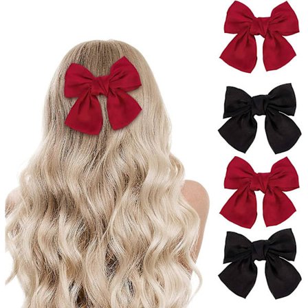 4 kpl Rusetti Hiusrusetteja, Suuret Satiininauha Rusetti Hiusklipsit, Rusettisolki