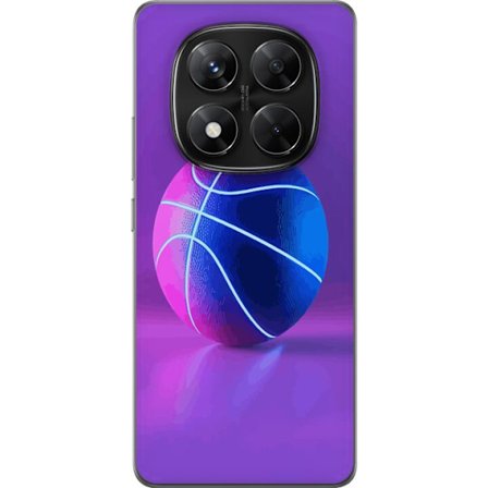 Kompatibelt Mobilskal till Xiaomi Xiaomi Redmi Note 14 Pro Basketboll affisch neon boll sportkorg färgglad lila blått glöd retro design atlet konst