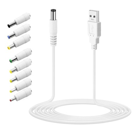 USB –DC5V power reitittimelle kaiuttimelle USB –DC5,5x2,1 mm pistoke Latauskaapeli Power 8 pistoketta liitinsovitin