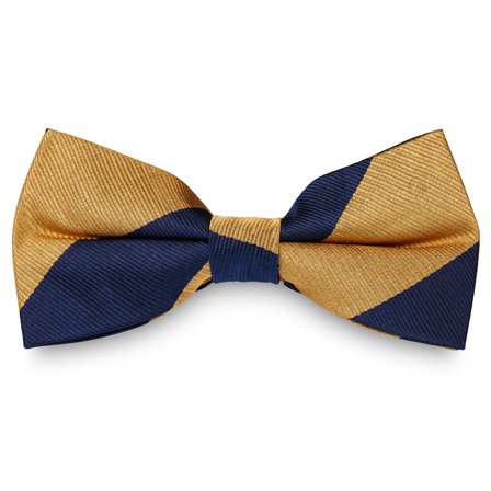 Gold & Navy Stripe Silk Pre-Tied Bow Tie for Men - Pre-tied bow ties